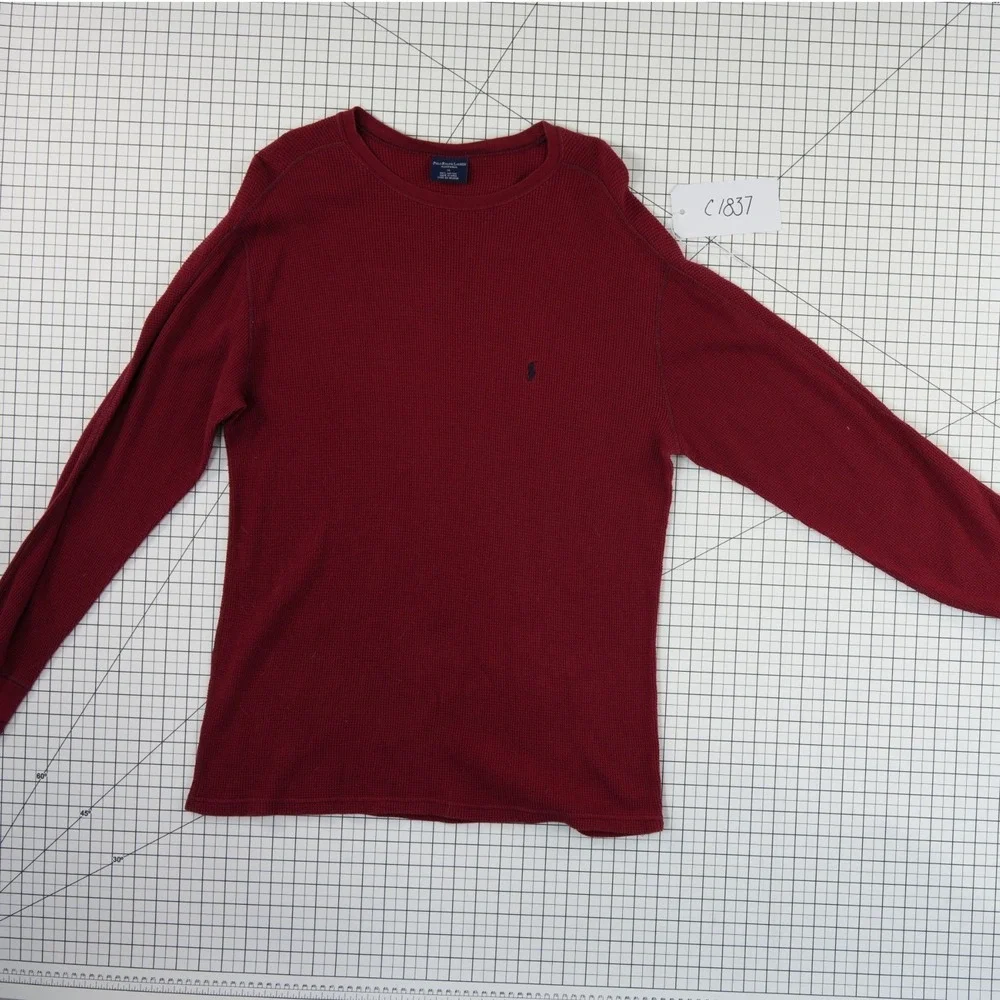 Polo Ralph Lauren Sleepwear Thermal Shirt Mens Size XL Burgundy Waffle Knit Pony